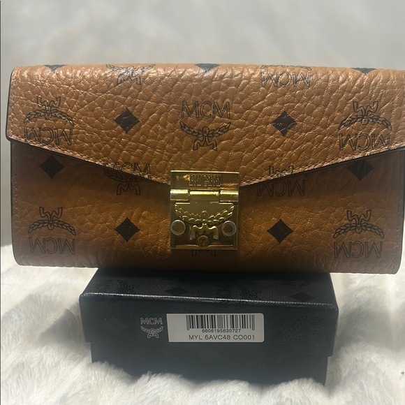 MCM Brown Leather Clutch